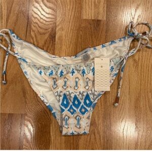 NWT Eberjey Blue and Cream Bikini Bottom boho large cruise